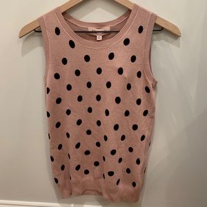 Pink and black polka dot sweater vest